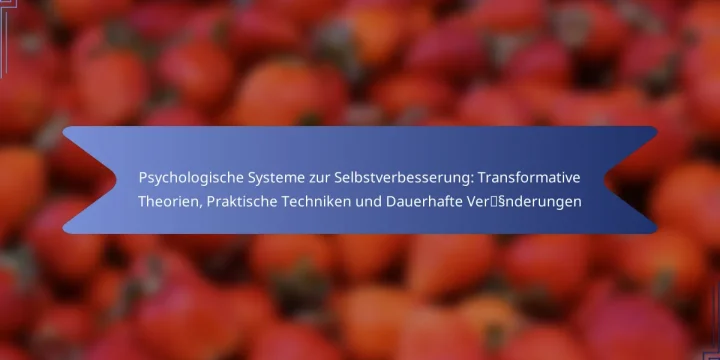 Psychologische Systeme zur Selbstverbesserung: Transformative Theorien, Praktische Techniken und Dauerhafte Veränderungen