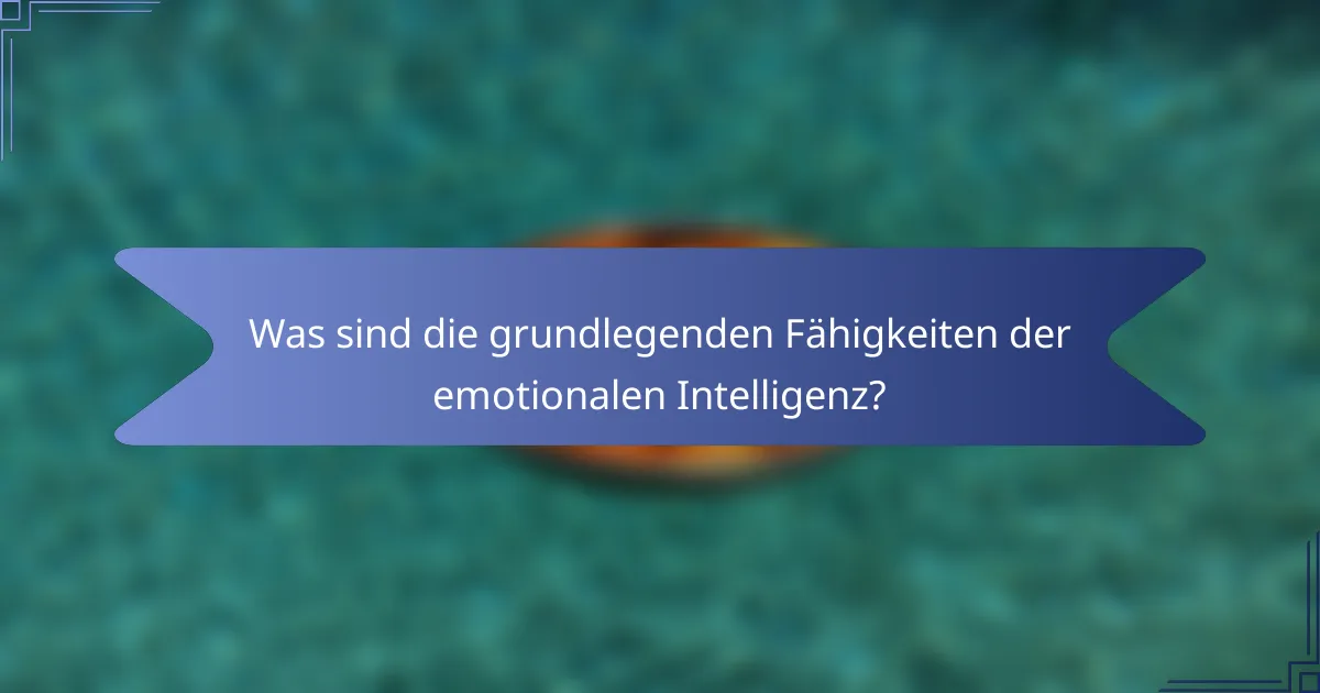 Was sind die grundlegenden Fähigkeiten der emotionalen Intelligenz?