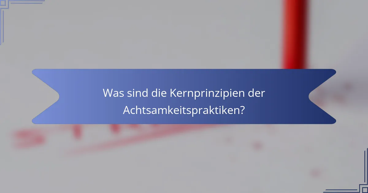 Was sind die Kernprinzipien der Achtsamkeitspraktiken?