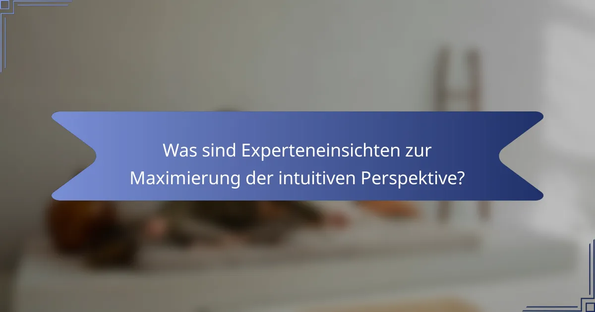 Was sind Experteneinsichten zur Maximierung der intuitiven Perspektive?
