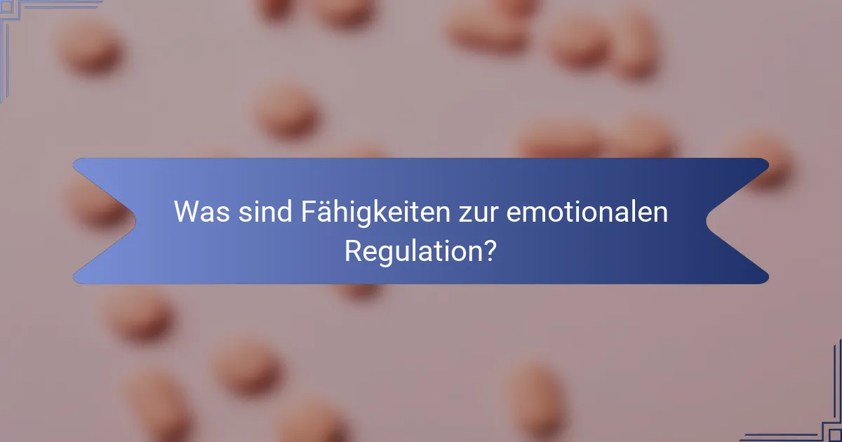 Was sind Fähigkeiten zur emotionalen Regulation?