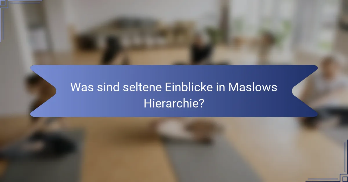Was sind seltene Einblicke in Maslows Hierarchie?