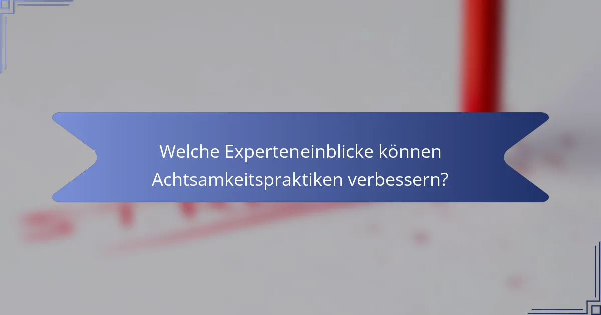 Welche Experteneinblicke können Achtsamkeitspraktiken verbessern?
